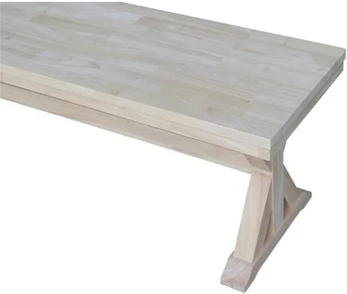 Vista 6 de International Concepts - Banco de entrada de madera maciza sin terminar de 60 pulgadas con superficie de bloque de carnicero, asiento de banco