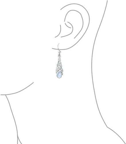 Vista 2 de Pendientes colgantes de topacio azul púrpura amatista piedra lunar oval amor irlandés nudo celta para mujeres adolescentes .925 plata esterlina