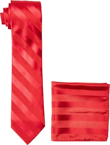 Vista 17 de Stacy Adams Conjunto de corbata de rayas formales de tejido sólido para hombre