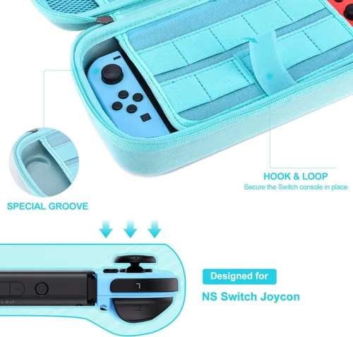 Vista 3 de innoAura Funda para interruptor NS Switch 18 en 1 con funda de transporte para interruptor, funda de juego para interruptor, protector de pantalla