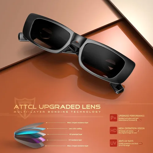 Vista 5 de ATTCL Gafas de sol polarizadas para mujer con marco rectangular moderno y grueso con protección UV