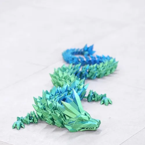 Vista 3 de Juguetes para ansiedad de dragón de cristal con estampado 3D súper grande de 48.82 pulgadas, figuras de animales extra largas y grandes, decoración