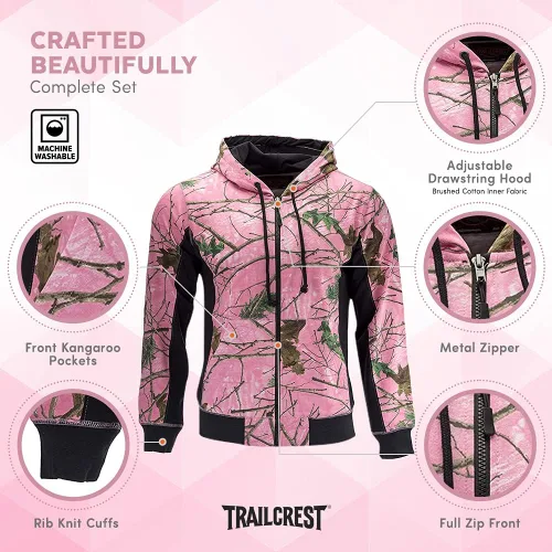 Vista 6 de TrailCrest Sudadera con capucha y cremallera completa para mujer