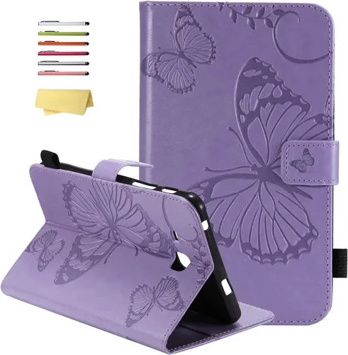 Vista 9 de Funda para Samsung Galaxy Tab A 7.0 2016 (SM-T280/T285) con portalápices [Encendido/apagado automático] Folio Stand Smart Magnetic Wallet Embossed