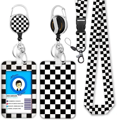 Vista 17 de Giancomics Soporte para tarjetas de identificación negro con cordón, cordones para insignias de identificación con carrete de insignia retráctil