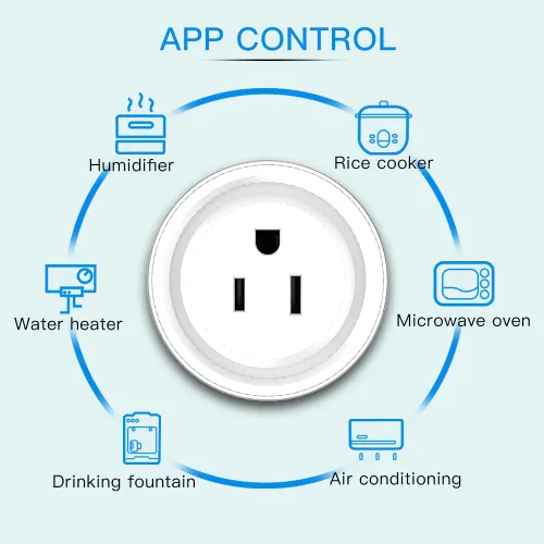 Vista 4 de Enchufe inteligente, enchufe de salida Wi-Fi compatible con Alexa y Google Home, aplicación automática, función de temporizador, función de medición
