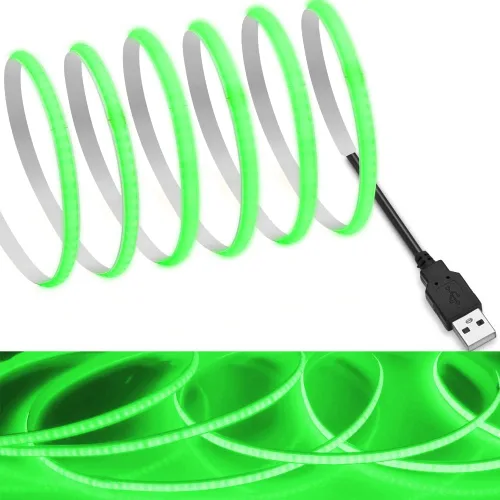 Vista 8 de MDee】Cinta LED de luz USB COB 1.64 pies/0.5 m - Cinta LED de 5 mm flexible DC 5V con 320 LED/m para iluminación cálida (2700K). Cortada, moldeable