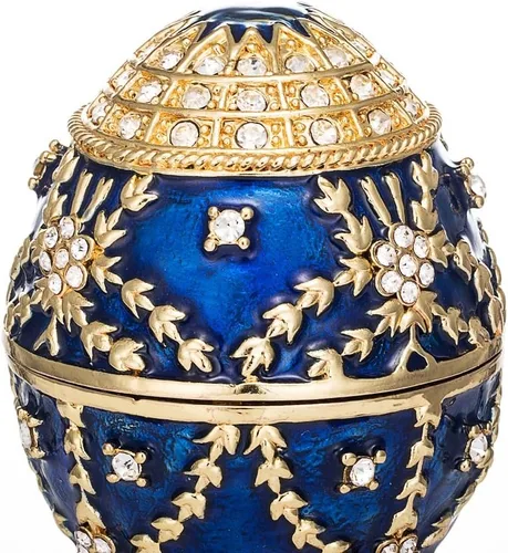 Vista 2 de QIFU Pintado a mano esmaltado estilo huevo Faberge decorativo esmalte baratija caja con bisagras regalo único para la decoración del hogar