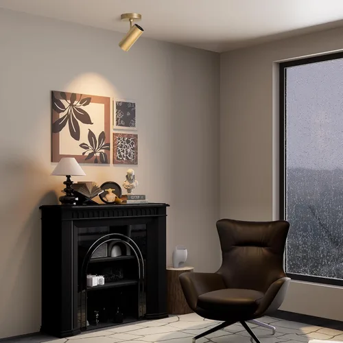 Vista 4 de Aisilan - Foco de techo LED dorado de 9 W regulable, direccional, para interiores, antirreflejos, ángulo ajustable, con cable para imagen