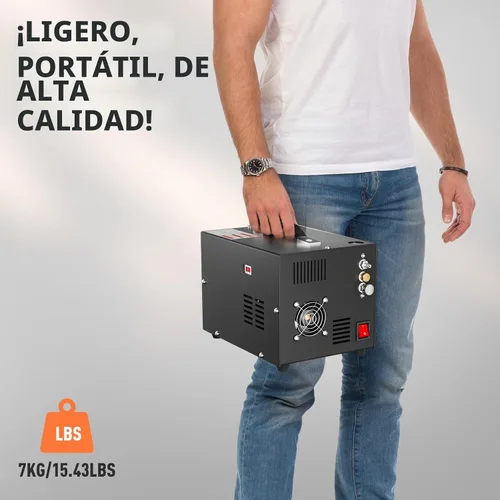 Vista 5 de Compresor de aire PCP portátil, 4500 PSI/30 MPa Compresor de tanque de buceo con carrete de alambre, parada automática, compresor de pistola de aire