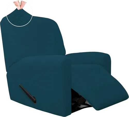 Vista 45 de Easy-Going Funda de sofá reclinable de jacquard elástico, suave de 4 piezas, con lazo elástico, protector de muebles lavable para niños, mascotas