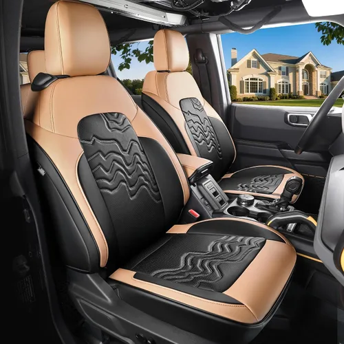 Vista 10 de Red Rain Fundas de cuero para asiento F150, ajuste personalizado para Ford F150 SuperCrew/CrewCab 2015 a 2025 XL XLT STX, camioneta pickup, juego