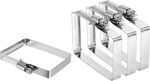 Vista 20 de uxcell 2 abrazaderas de manguera rectangulares de acero inoxidable 304, ajustables de 2 x 2 pulgadas, abrazaderas de tubo de conducto de engranaje