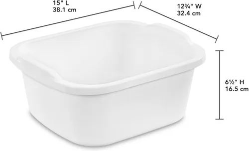 Vista 4 de Sterilite 06478008 - Sartén de cocina de plástico multiusos reforzado y duradero de 12 cuartos de galón con asas moldeadas, color blanco