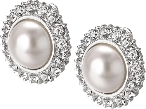 Vista 3 de Yoursfs Pendientes de perlas para mujer aretes redondos de perlas de marfil sintético chapados en oro de 18 quilates sin perforar