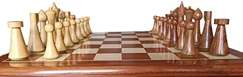 Vista 3 de Juego de ajedrez combinado de madera hecho a mano, piezas únicas de ajedrez Hermann Ohme y tablero de ajedrez de palisandro dorado de 19 pulgadas