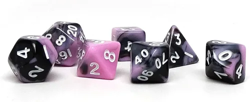 Vista 5 de Mini colección de dados poliédricos de 0.394 pulgadas - Incluye un D20, D12, D10, D8, D6, D4 y D00 (Aqua Shine)