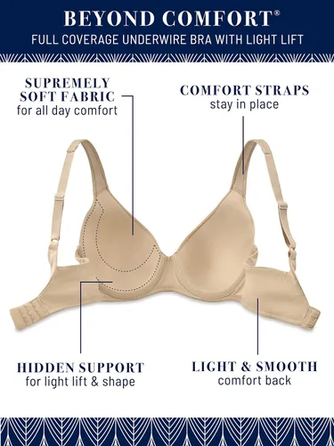 Vista 6 de Vanity Fair Sujetador ligero para mujer correas cómodas y aros sin pinchazos (34B-44DD)