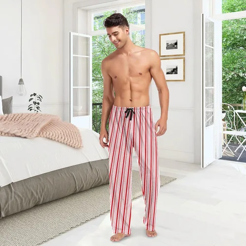 Vista 3 de Aslsiy Pantalones de pijama navideños para hombre de Candy Cane