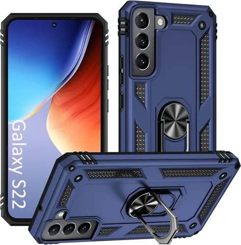 Vista 10 de ADDIT Funda S22 para Samsung Galaxy S22, con anillo de soporte, soporte ajustable, grado militar, protección resistente, a prueba de golpes