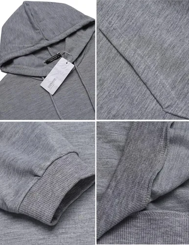 Vista 5 de COOFANDY Sudaderas con capucha para hombre, casual, ligera, de manga larga, atléticas, con bolsillo