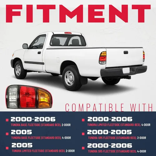 Vista 3 de ECOTRIC Luz trasera compatible con Toyota Tundra 2000-2006 Regular/Access Cab Lámpara de freno de señal Luz trasera lado del conductor izquierdo