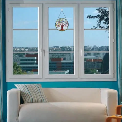 Vista 2 de Atrapasoles colgante de cristal de 6.5 pulgadas para ventana, panel de vidrio hecho a mano, decoración de ventana
