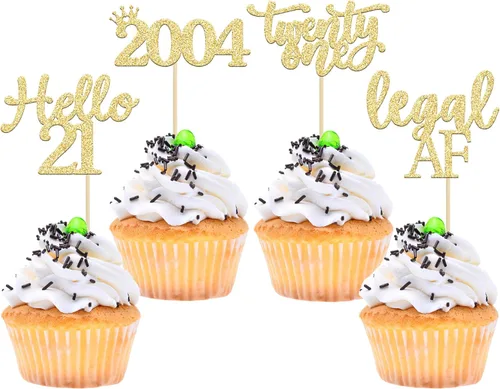 Vista 35 de Gyufise Paquete de 24 adornos negros para cupcakes de 10.º cumpleaños con purpurina negra 10 Ten Hello 10 Dights dobles desde 2015 para decoraciones