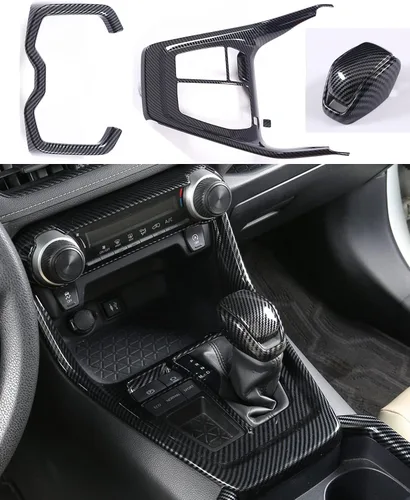 Vista 8 de para RAV4 2019-2025 Panel Protector de Cambios, Adornos del Portavasos, Cubierta del Pomo de Cambios Interior Consola Central Antiarañazos