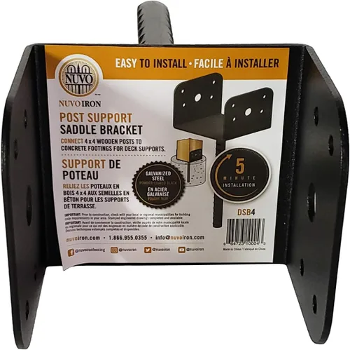 Vista 6 de Nuvo Iron DSB4 4 Soporte decorativo negro para sillín para postes de 3.5 x 3.5 pulgadas