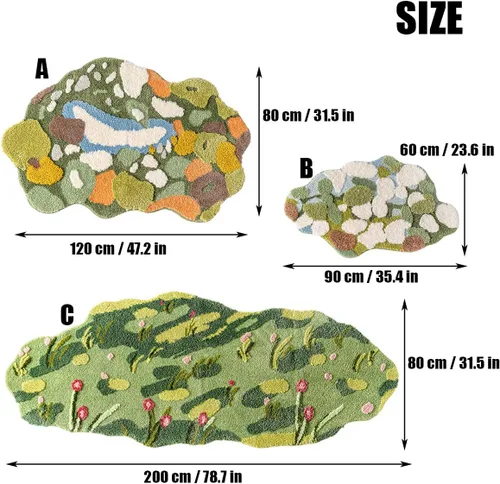 Vista 2 de WHALEHOME - Alfombra de musgo estéreo 3D para sala de estar, alfombra de hierba musgo verde, alfombra para dormitorio, mesita de noche, alfombra
