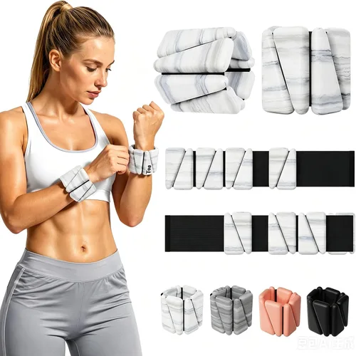 Vista 10 de T98 Wrist & Ankle Weights for Women Men, Wearable Wrist Weights Set of 2(1Lbs Each), Adjustable Arm Leg Bracelet Weights for Strength Training Negro