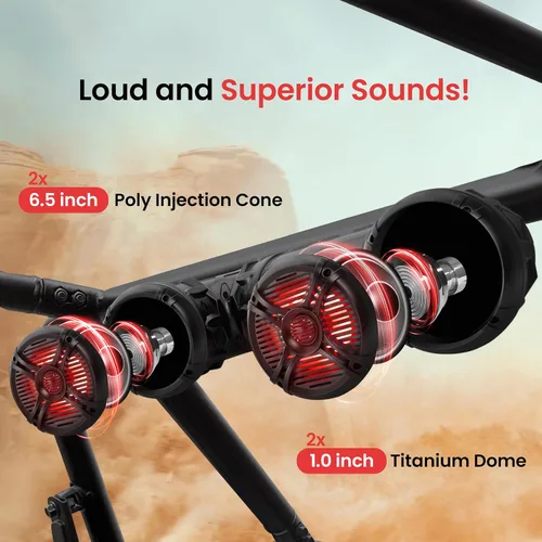 Vista 3 de Pyle Sistema de audio marino impermeable de 800 W con transmisión Bluetooth, luces LED y amplificador integrado, altavoces marinos Bluetooth de alta