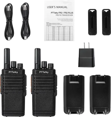 Vista 8 de Walkie Talkies para adultos, FR2 Walkie Talkies de mano de largo alcance, radio bidireccional FRS portátil, carga USB-C recargable, VOX, sin