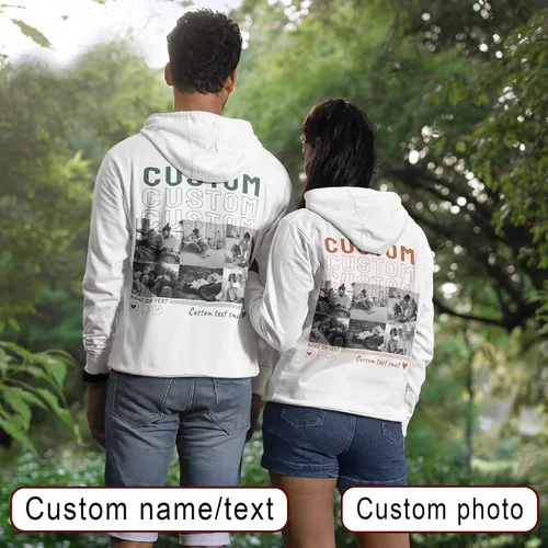 Vista 40 de Sudaderas con capucha personalizadas diseñan el tuyo propio, retrato de camisa de la foto, regalos personalizados para el día de San Valentín