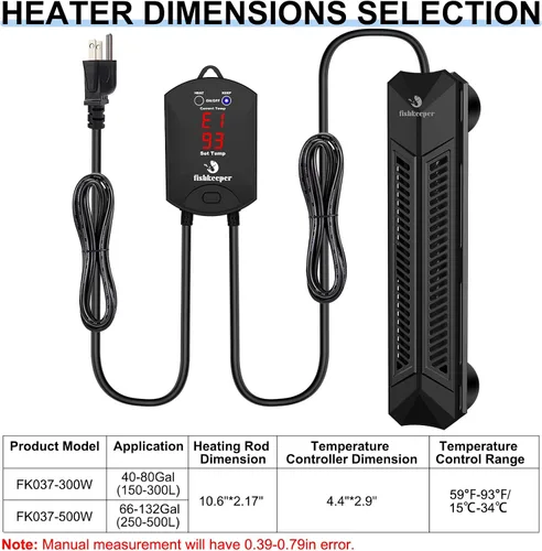 Vista 7 de Fishkeeper Calentador de acuario, calentador de tanque de peces de 300 W para 40-80 galones