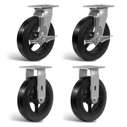 Vista 20 de Ruedas resistentes de 4 pulgadas, ruedas industriales de placa con rueda de goma, utilizadas para carrito de herramientas, plataforma, camión