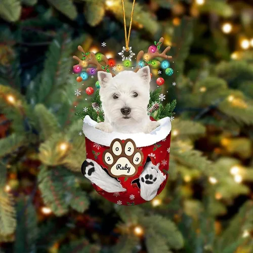 Vista 20 de Adornos personalizados de Pug cervatillo – Decoración personalizada para árbol de Navidad con patas de bolsillo de nieve