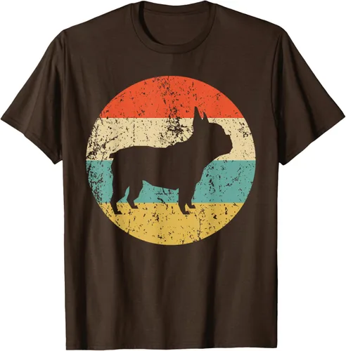 Vista 8 de Camiseta de perro retro de Bulldog Francés Negro