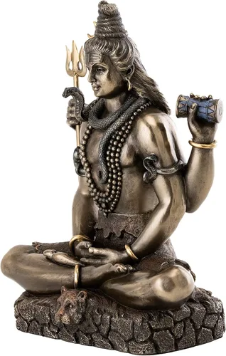 Vista 2 de Top Collection Estatua de Shiva en Padmasana Lotus Pose-Hindú Dios de destruir el mal, la ignorancia y la escultura de la muerte, figura