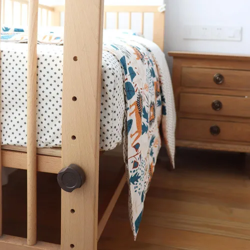 Vista 3 de Juego de ropa de cama de cuna 100% algodón para bebés, niños y niñas, 3 piezas, incluye funda de edredón, sábana bajera, funda de almohada Beige