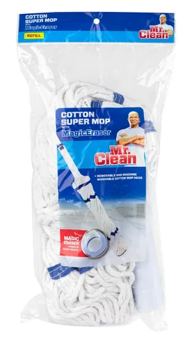 Vista 3 de Mr. Clean Super Twist - Cabezal de recambio de hilo de algodón con borrador mágico, color azul