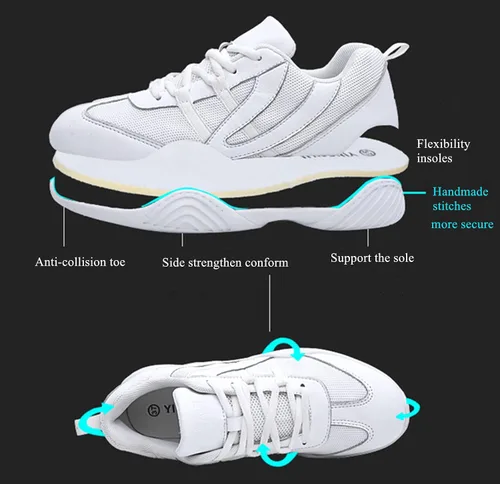 Vista 3 de DADAWEN Zapatos de animación para jóvenes, niñas y mujeres, zapatos blancos para bailar, entrenamiento atlético, tenis, caminar, transpirables