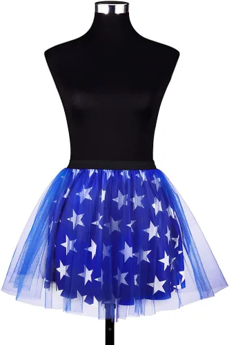 Vista 8 de TWINKLEDE Falda del 4 de julio, falda patriótica de tutú para el Día de la Independencia, falda de baile para mujeres y niñas