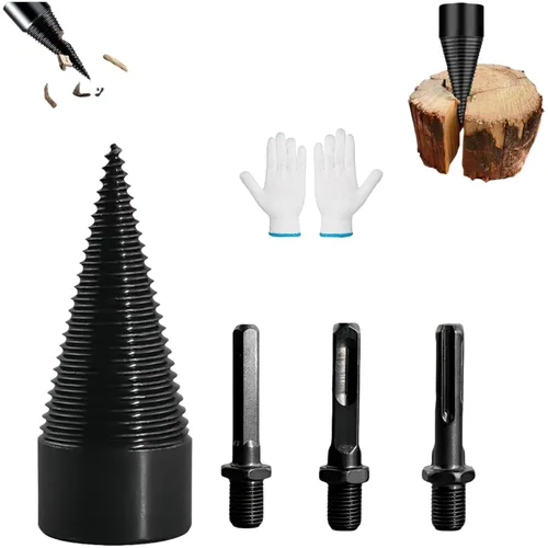Vista 10 de Juego de brocas para leña, broca divisora de madera mejorada, resistente y desmontable, broca eléctrica separadora de madera, broca de fácil
