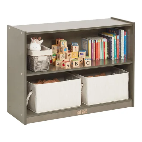 Vista 9 de ECR4Kids Gabinete de almacenamiento móvil de 2 estantes, muebles de aula, lavado gris