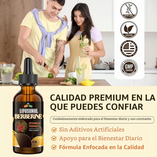 Vista 8 de Suplemento de berberina liposomal, 3000 mg Gotas de complejo de berberina, 2.0 fl oz Berberina HCl con canela de Ceilán, melón amargo, cúrcuma
