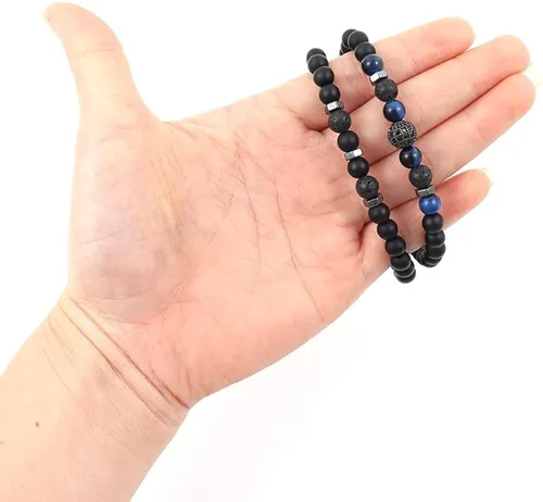 Vista 6 de Hoigblxy Pulsera de cuentas para hombre, para hijo, novio, marido, papá, hermano, nieto, aniversario, cumpleaños, Navidad, regalo para él