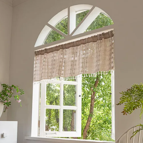 Vista 43 de Deeprove Cortina Boho de 96 pulgadas de largo para sala de estar, dormitorio, guardería, lino café semi-transparente transpirable de 96 pulgadas