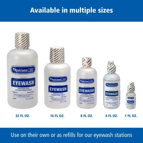 Vista 3 de First Aid Only PhysiciansCare Solución de lavado de ojos, solución isotónica estéril tamponada para enjuagar e irrigar los ojos, botella de 1 onza